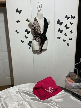 Leopard & Black Wrap One-Piece Swimsuit